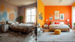 Antes y después: un dormitorio en ruinas renace gracias al color