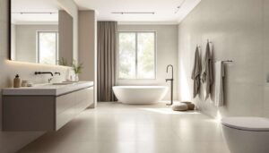 Adiós azulejos y juntas sucias: este material tendencia viste los baños más bonitos
